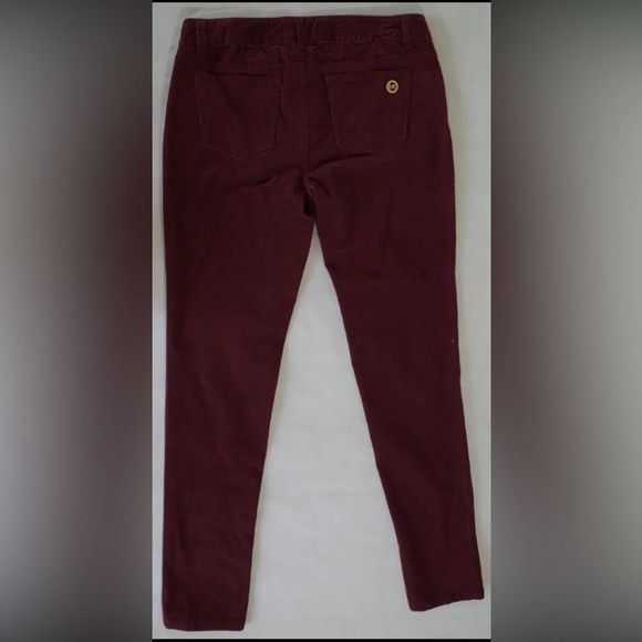 Michael Kors Skinny Super Soft Corduroys in Merlot with Gold Hardware Size 10 - Picture 6 of 16